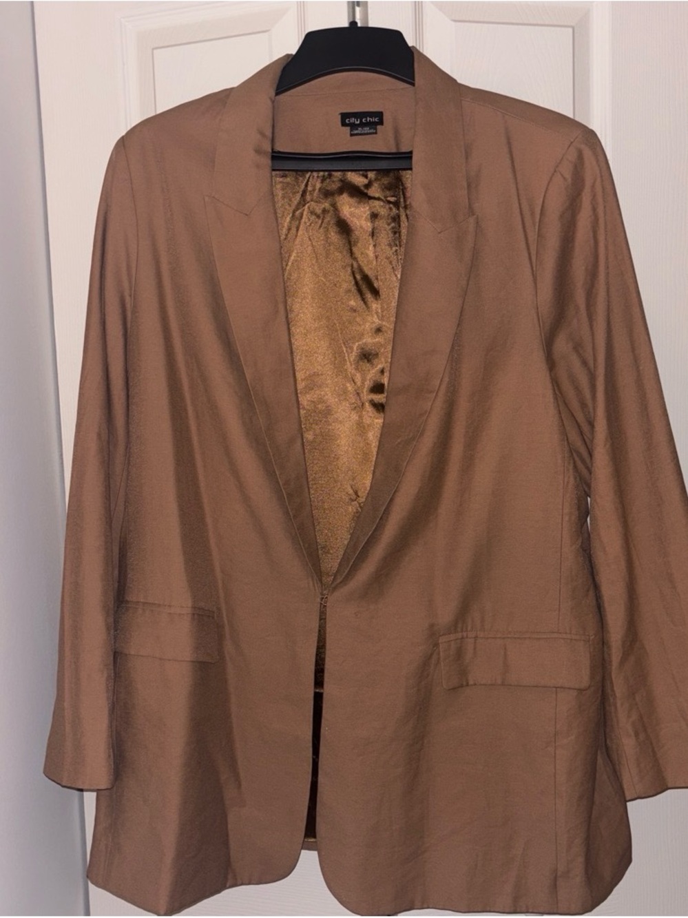 City Chic Brown Open-Front Blazer Jacket